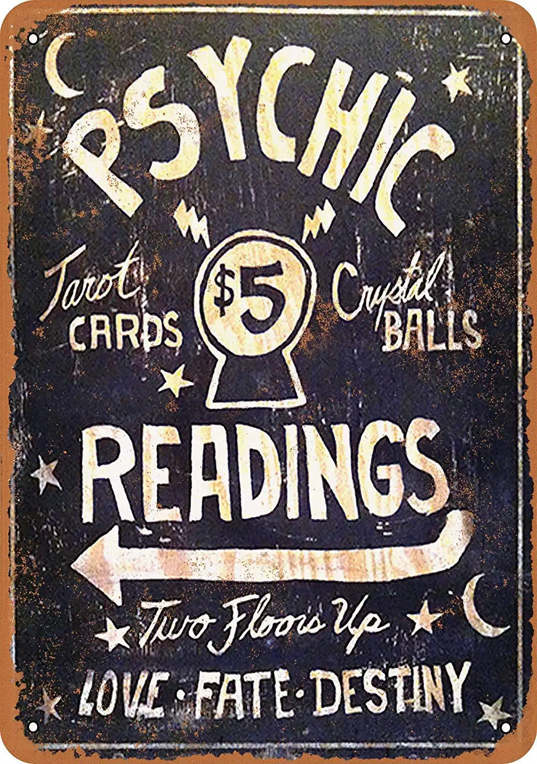 Isaric Tin Sign Psychic Readings $5 Tarot Cards Crystal Balls - Vintage Metal Sign 8 x 12 Inches