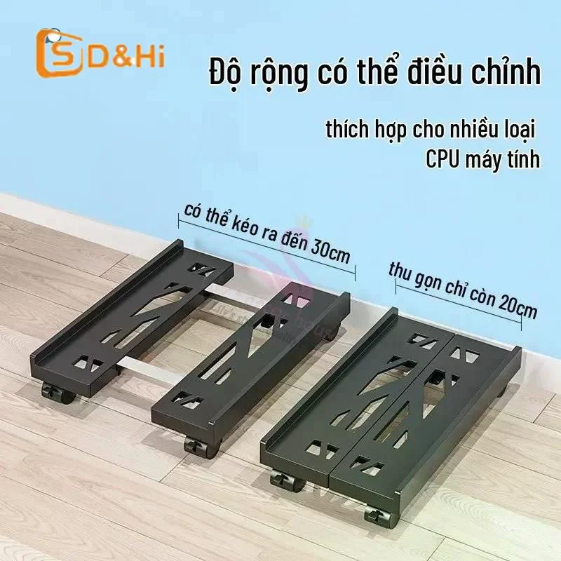 Picture 4: Desktop Computer Case Stand Base Telescopic Bracket Case Tray Caster Height-Adjustable Storage Rack