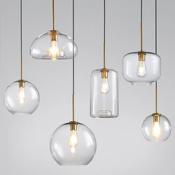 LED Modern hanging loft Glass lustre Pendant Light industrial decor Lights Fixtures E27/E26 for Kitchen Restaurant Lamp