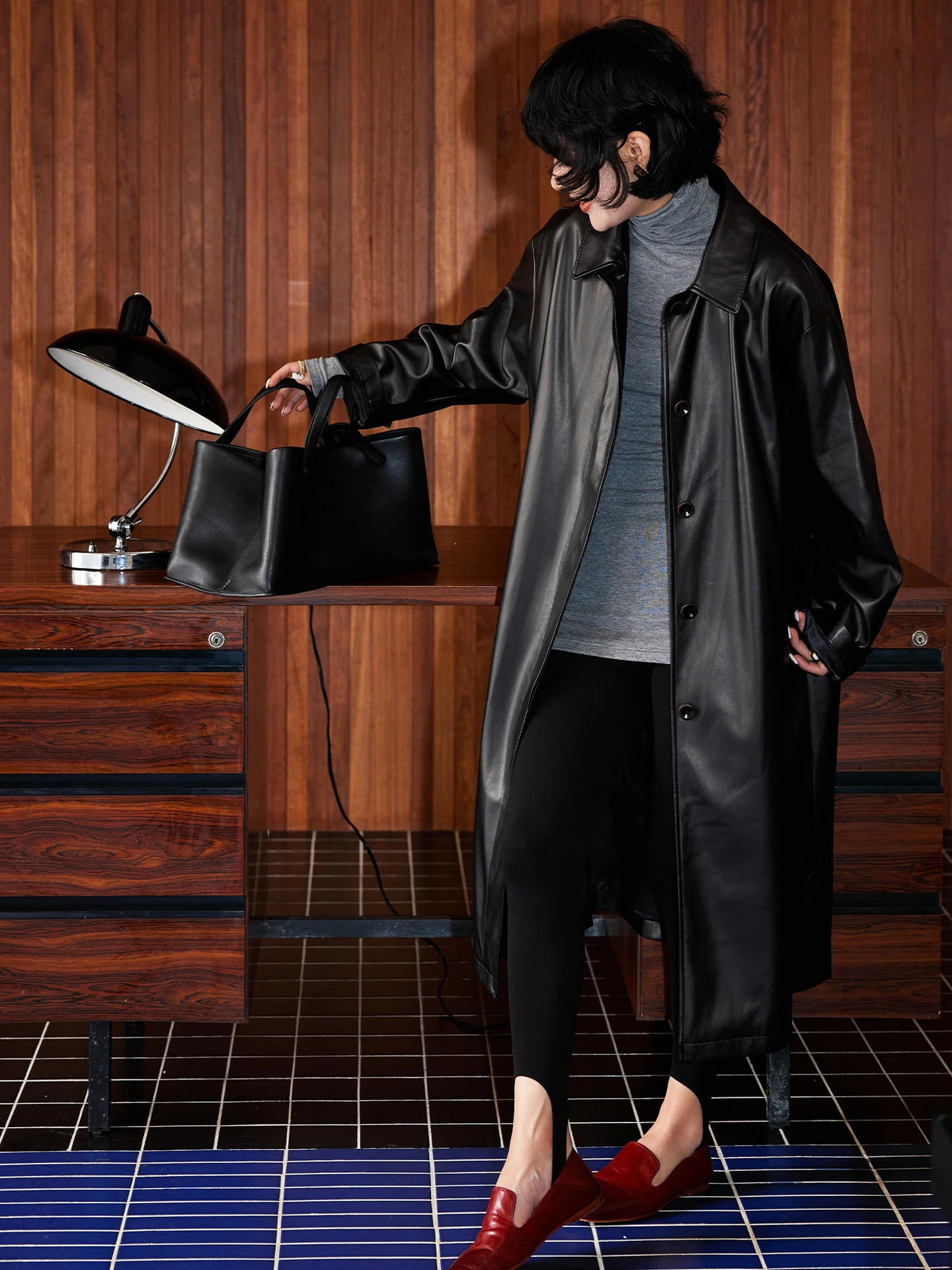 Buue Sli Bla PU Leer Jaet Dames Cool Wind Afslanken Halflange Jas Casual Loose Fit Lange Sve Herfstkleding