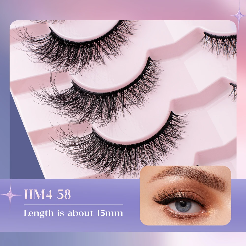 New Cat-Eye Mink Eyelashes Curled Winged Natural Realistic Messy End Eye Elongated Thick False Eyelashes Soft Fake Eyelashes