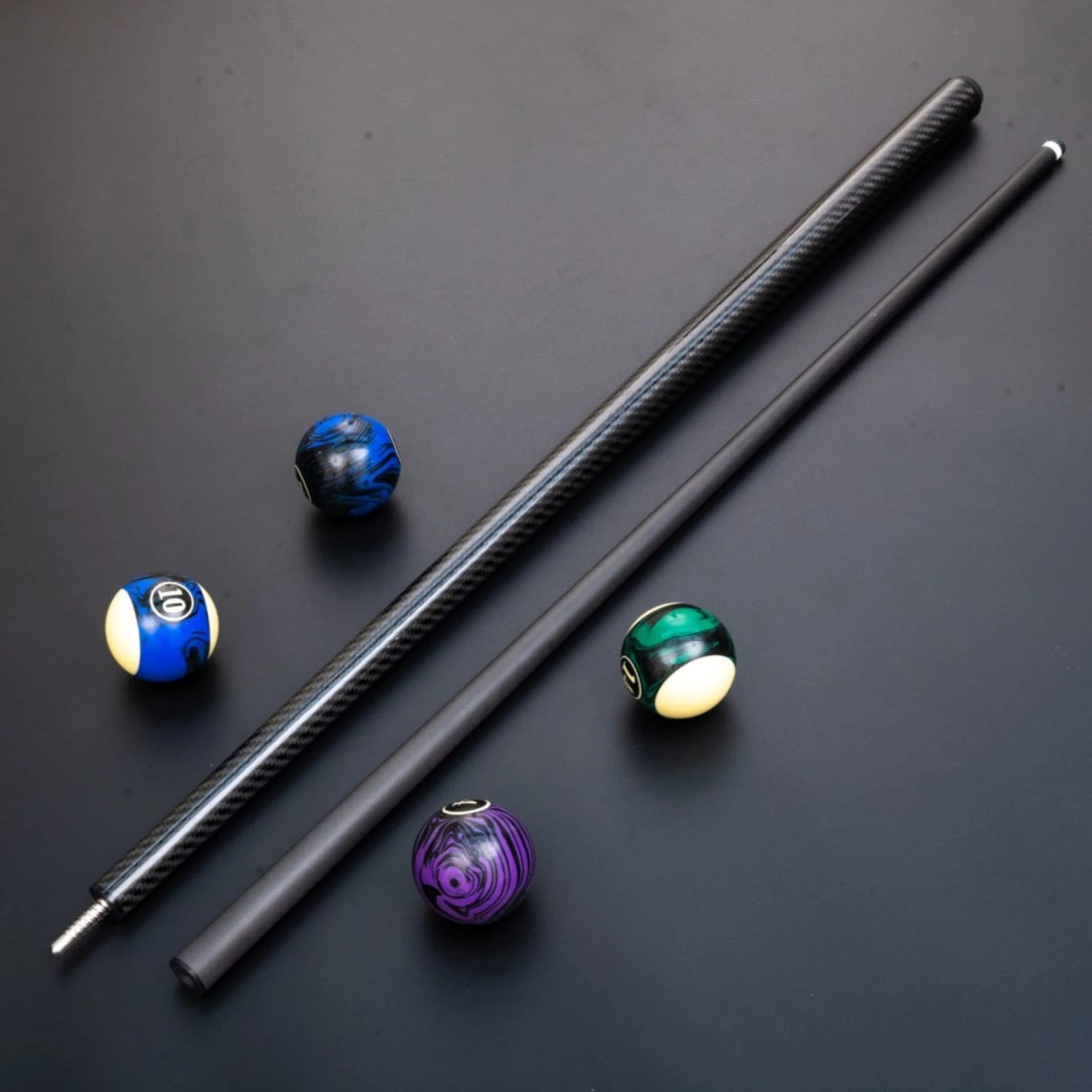 12.4mm Low Deflection Carbon Fiber Pool Cue  Multi-Layer Tip K-Wrap Butt 58