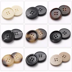 Grands boutons vintage en résine pour vêtements, pull, manteau imbibé, noir, scrapbooking bricolage, accessoires de couture, vente en gros, 216.239., corne