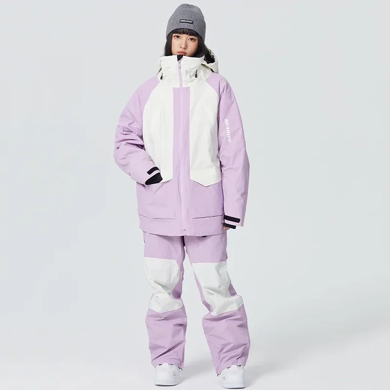 Nuovo 2025 inverno nuova tuta da sci caldo antivento Snowboard vestiti neve felpa con cappuccio pantaloni impermeabile adulto sci tuta donna uomo