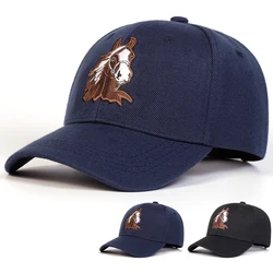 Unisex Horse Embroidery Baseball Caps Spring Autumn Outdoor Adjustable Casual Hats Sunscreen Hat
