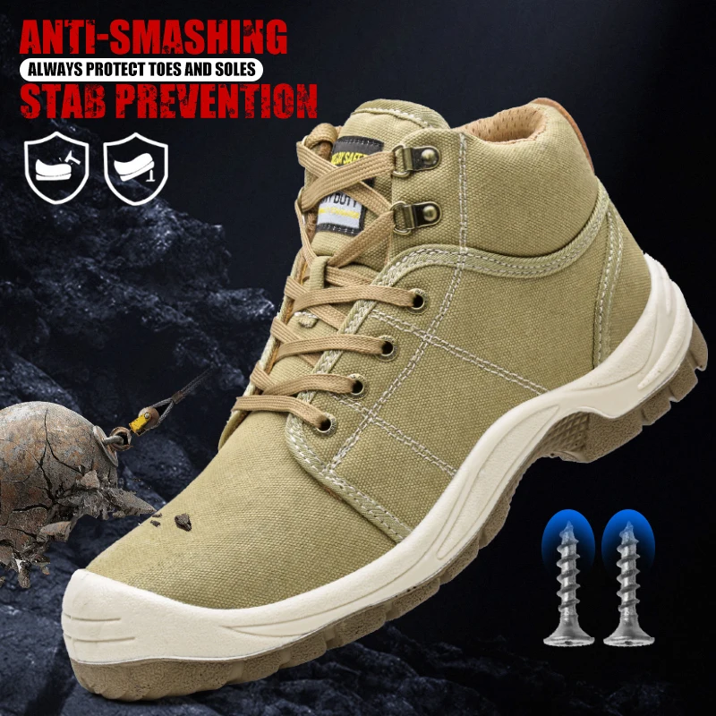 Safety shoes are anti-smashing and anti-puncture, men\'s oxford cloth is lightweight, comfortable, wear-resistant, and non-slip