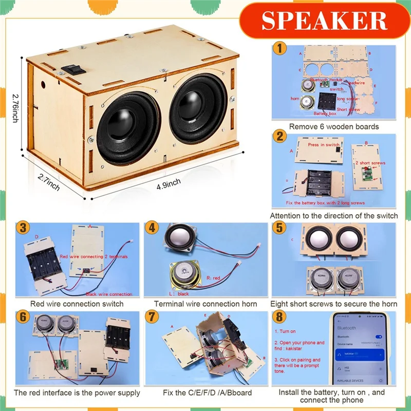 WOWFU-4 Set Kit Kerajinan Puzzle Kayu DIY Speaker Radio Gramofon Proyektor Latihan Penyolderan Kit Elektronik DIY