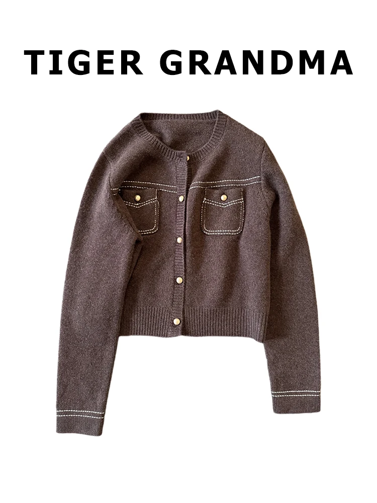 

Daqi TG Outline Embroidery 355g High Weight Lightweight 00% Australian Wool Open Cardigan Sweater Warmth Autumn Winter Women...