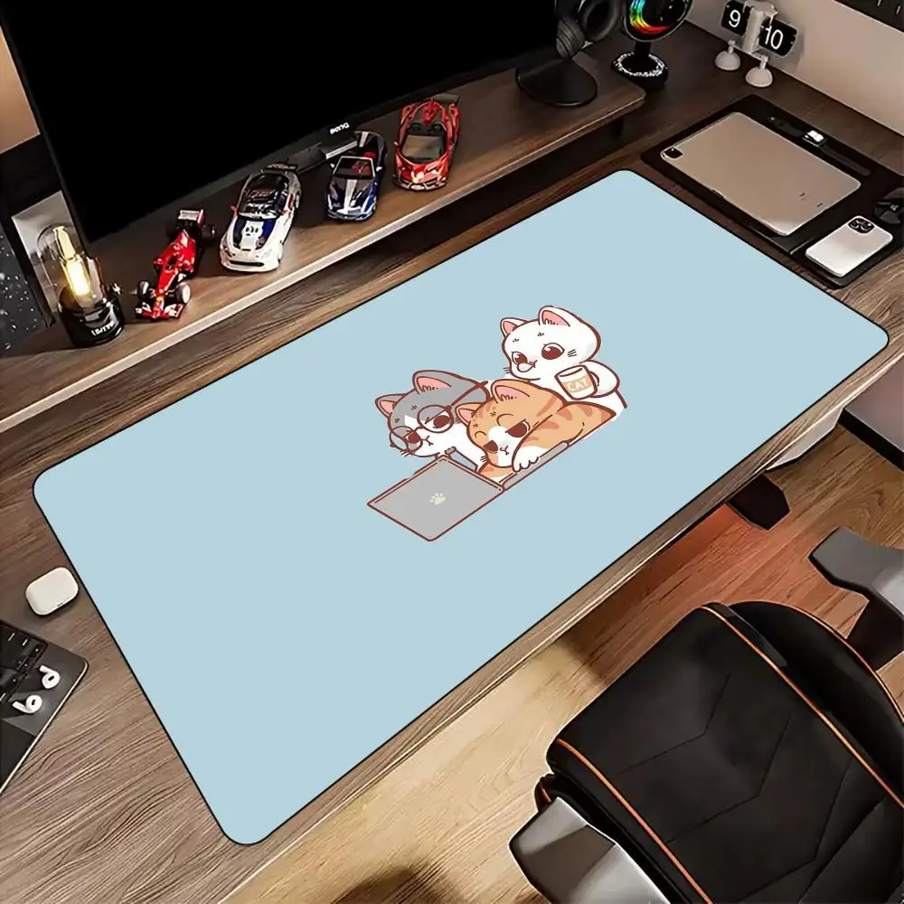 

Mouse Pad Desk Mat orange cat theme cute keyboard pad with Stitched Edges Non-Slip Rubber Base Extended pad kawaii gaming mat
