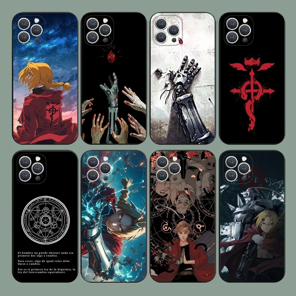 Anime F-Fullmetal Alchemist Phone Case For iPhone 15,14,13,12,11,Plus,Pro Max,XS,X,XR,SE,Mini,8,7 Soft Silicone Black Cover