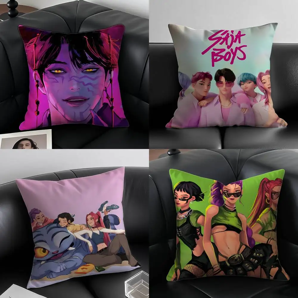 

Cool K-Kpop D-Demon-hunterS Pillow Case Silky Short Plush With Invisible Zipper Dustproof Sofa Cushion Cover