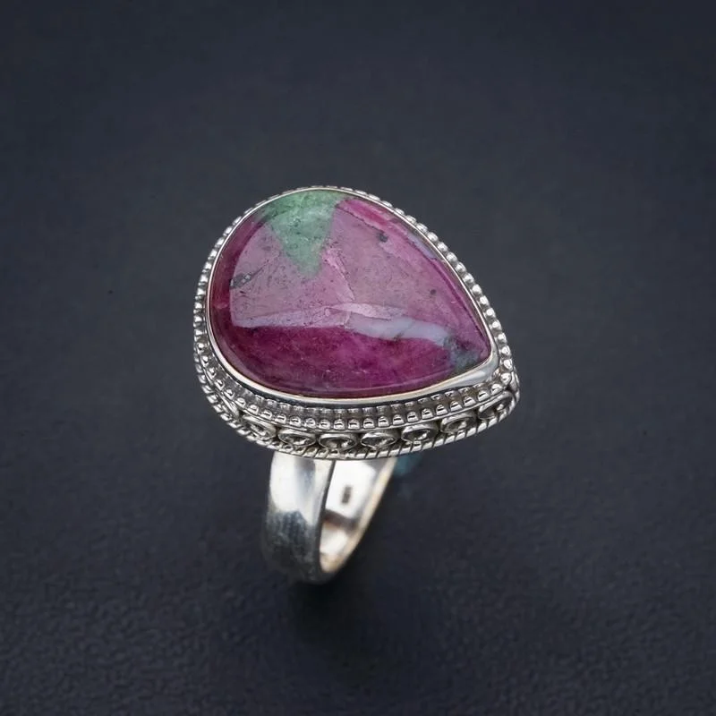 StarGems Natural Ruby Zoisite Handmade 925 Sterling Silver Ring 9 F1616