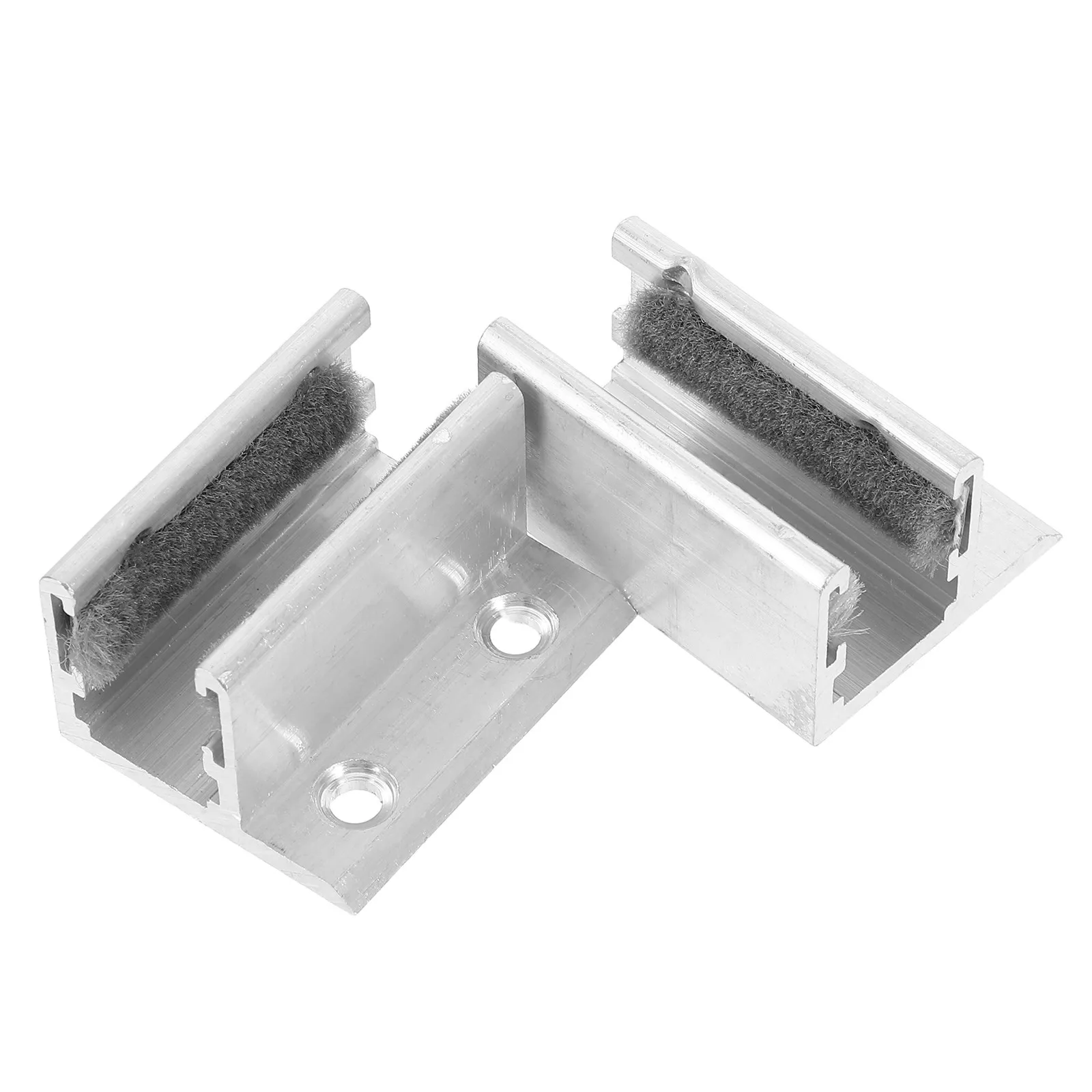 2Pcs Sleek Aluminum Sliding Glass Door Floor Guide F-Shaped Anti-Sway Device Enhanced Stability for Frameless Shower Barn Closet