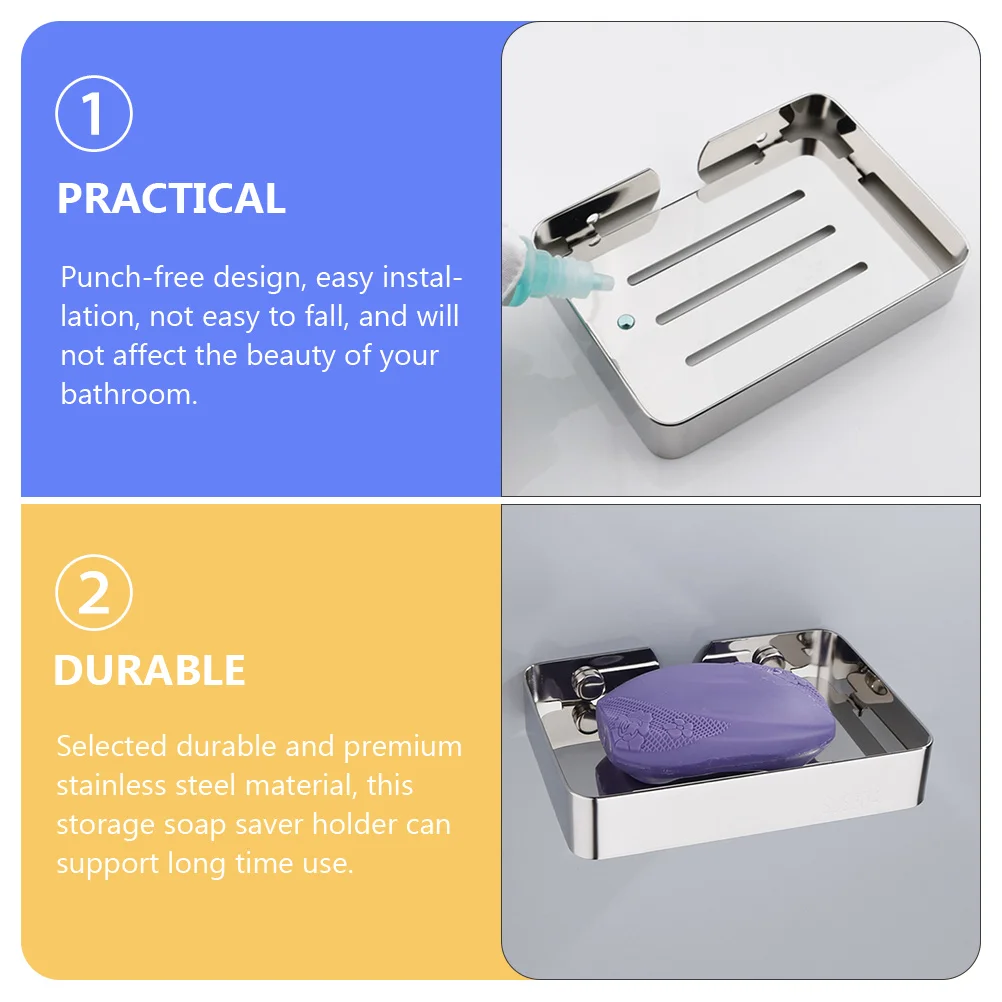 

Soap Dish for Shower Wall Mounted Bar Holder Tray Bathroom Sink Stainless Steel