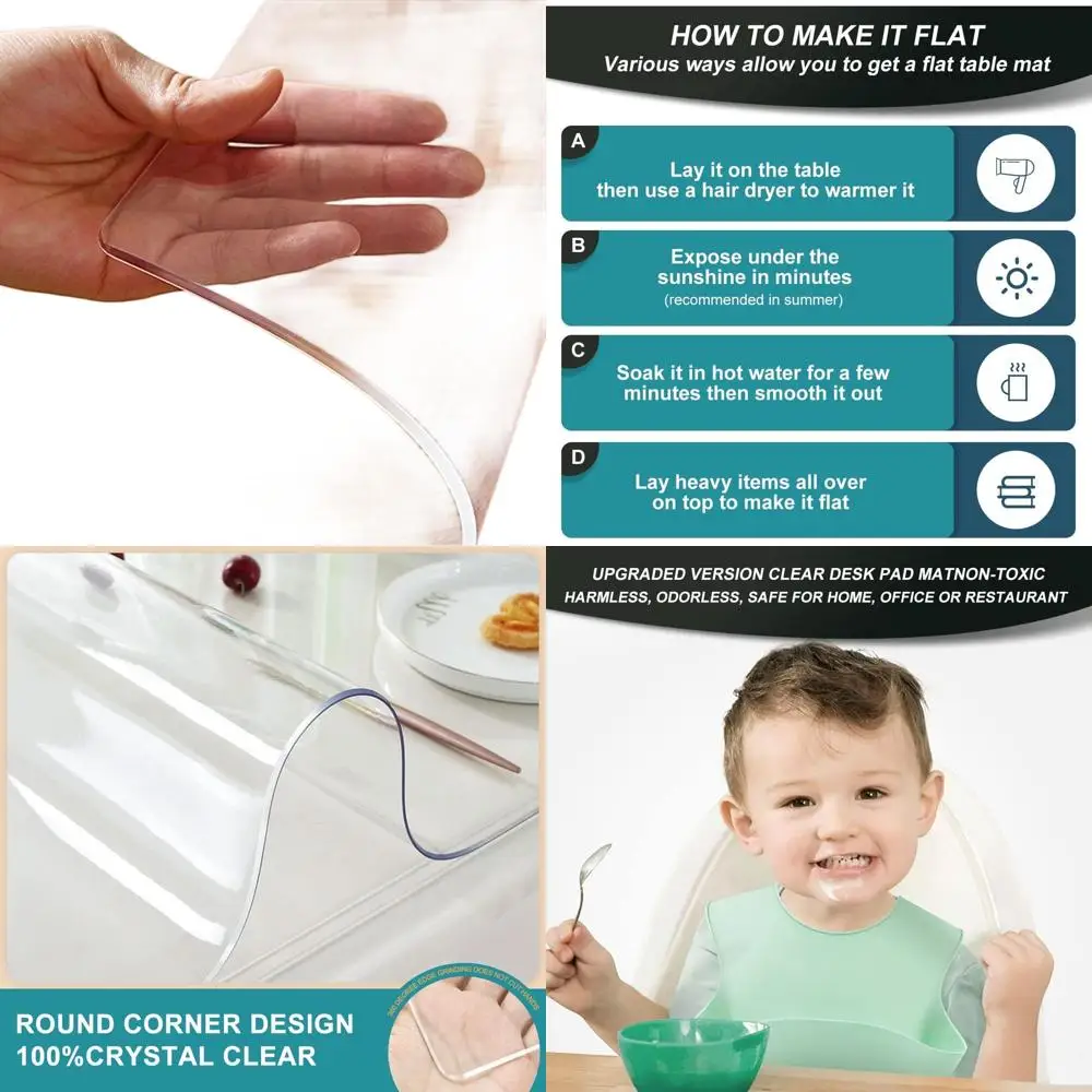 

Clear 54 Round Dining Table Cover, Thick PVC Vinyl Protector for Furniture - Ideal for Study, Coffee, Sofa, Garden, and Pub Tabl