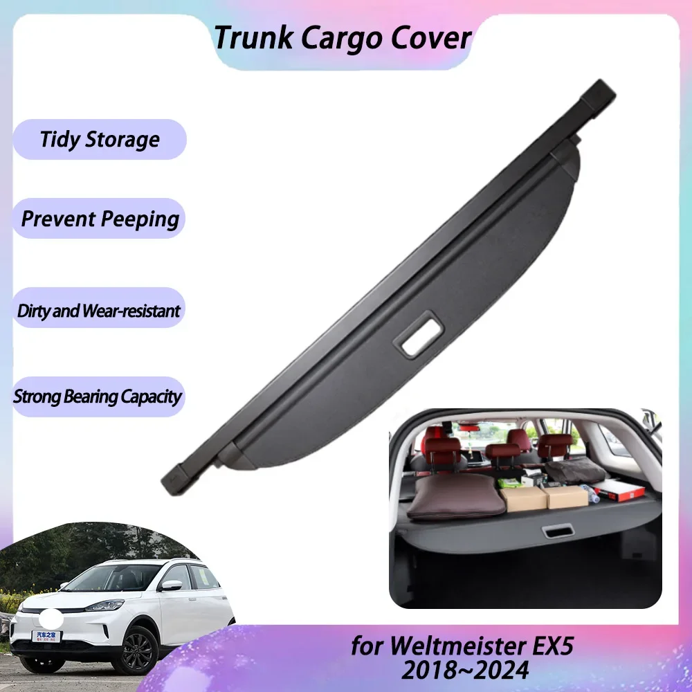 Car Trunk Cargo Cover for Weltmeister EX5 2018 2019 2020 2021 2022 2023 2024 Rack Curtain Tray Security Pad Shade Car Accessorie