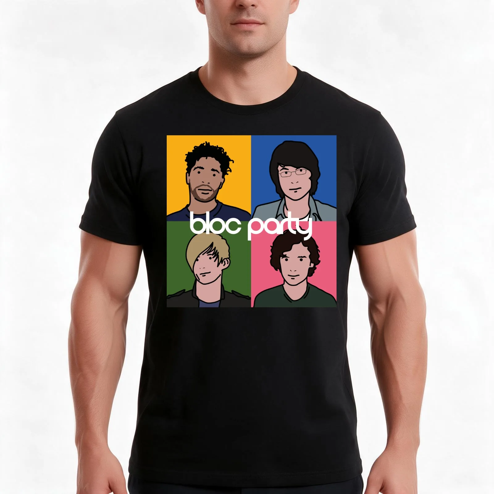 Bloc Party [Original Line-Up] T-Shirt, Summer Casual Cotton Tee, Oversized Streetwear Tops, Vintage Graphic Print, 100% Cotton