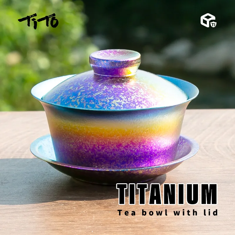 TiTo Titanium Gaiwan Tea Maker Portable Double Walled Anti-scalding Tea Utensils Teapot Small Teacup with Cover Portable Tureen