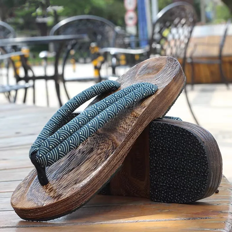 WHOHOLL Geta Anime Cosplay Costumes Japanese Geta Sandals Summer Sandals Men Flat Wooden Clogs Slippers Flip-flops