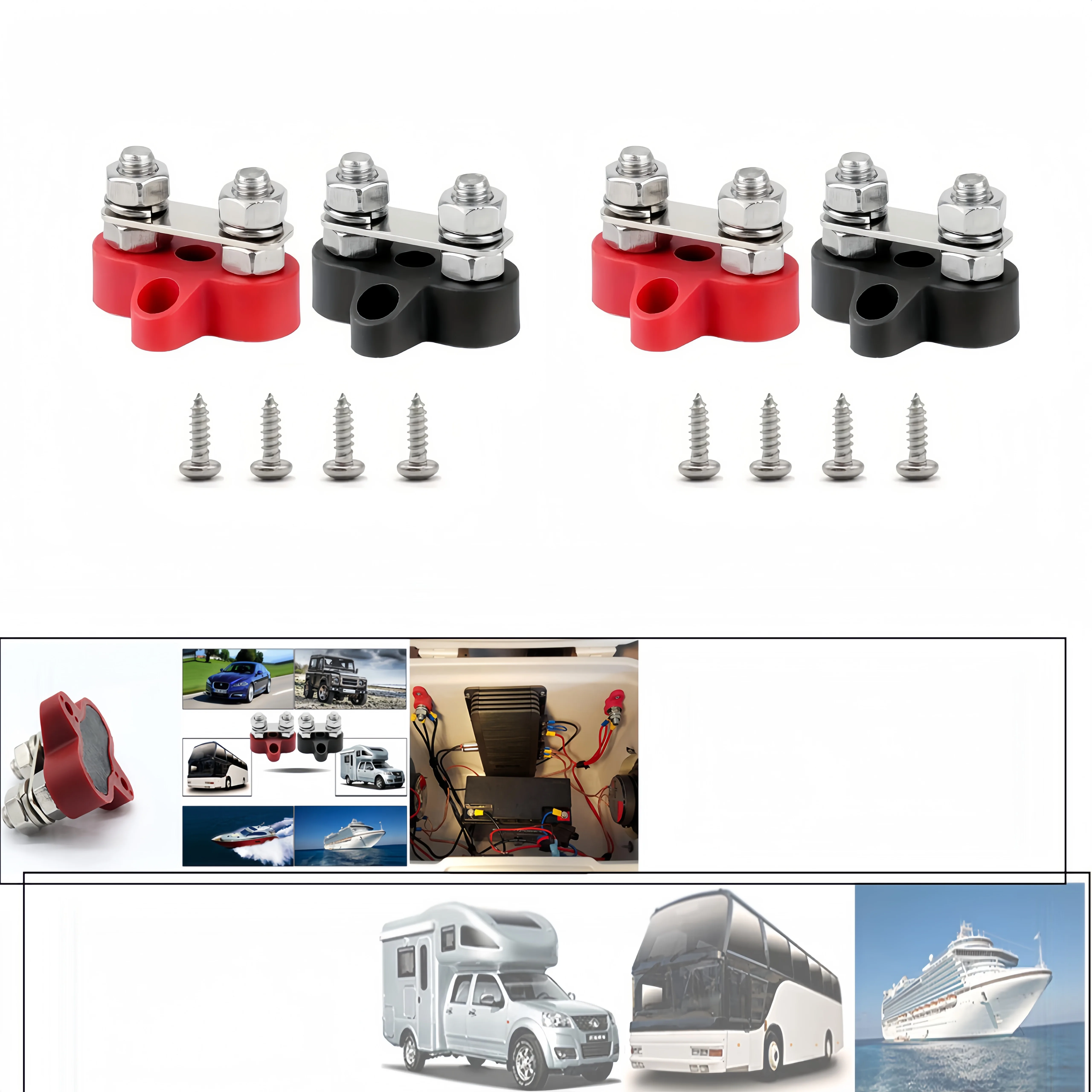 Zware Klemmenblok Studs M8 5/16 Inch Bus Bar Stroomverdeling voor RV Camper Truck Boot Geïsoleerd Positief Negatief