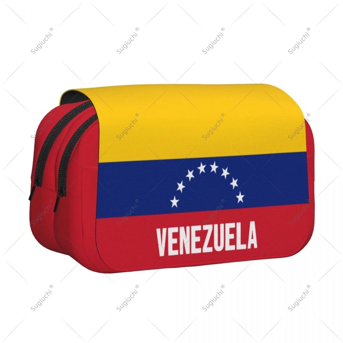 鉛筆ケース ハサミ バッグ 3D ベネズエラ国旗 二層オックスフォード布 文房具収納 ペンボックスケース