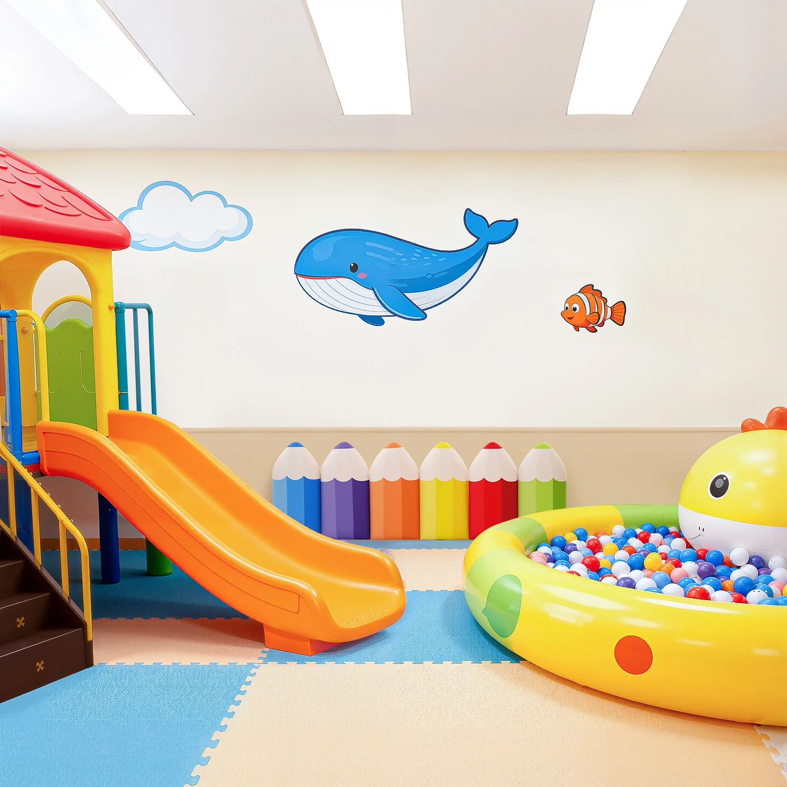 6PCS 3D Pencil-Shaped Wall Padding Self-Adhesive Sponge Wall Padding for Kids Anti-collision Children's Room Wallpaper for Classrooms Daycare Centers Bedrooms