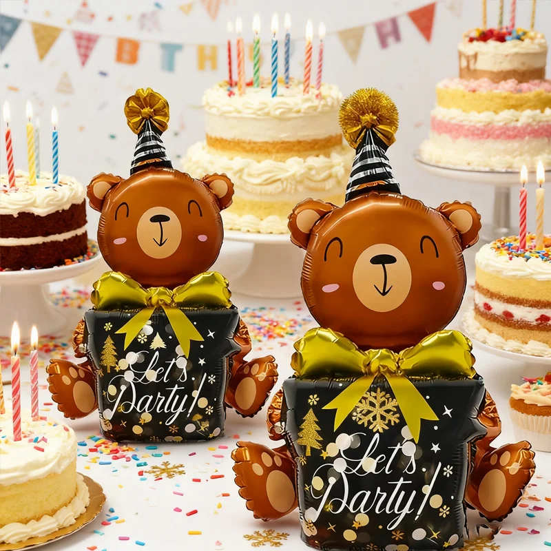 1pc 35,8-zoll Umarmt Geschenk Box Kleiner Braunbär Ballon Geburtstag Party Dekoration Ballon Festliche Lieferungen Fotografie Requisiten