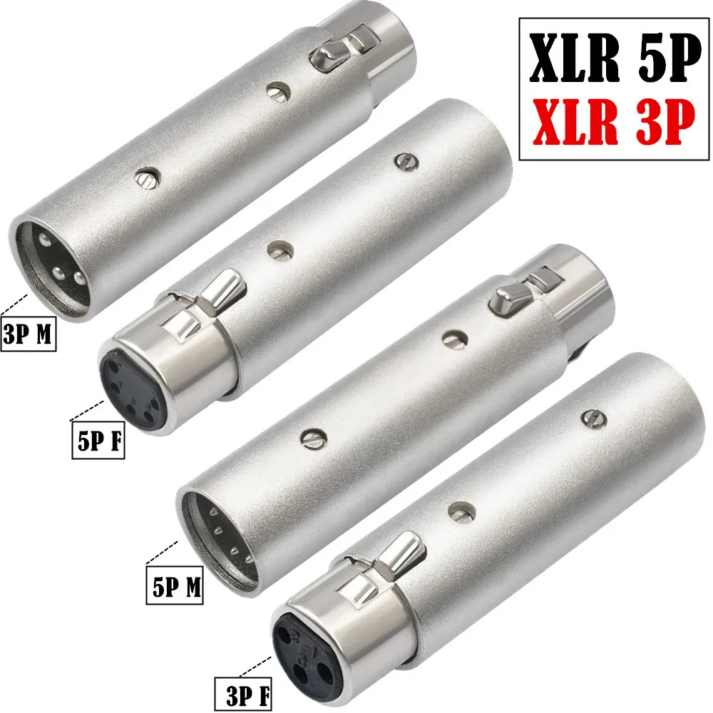 3 Pin XLR To 5 Pin DMX Metal Cased Converter Audio Lighting Adapter 3 Pin Male To 5 Pin Female Connector Stage And Theatre Light