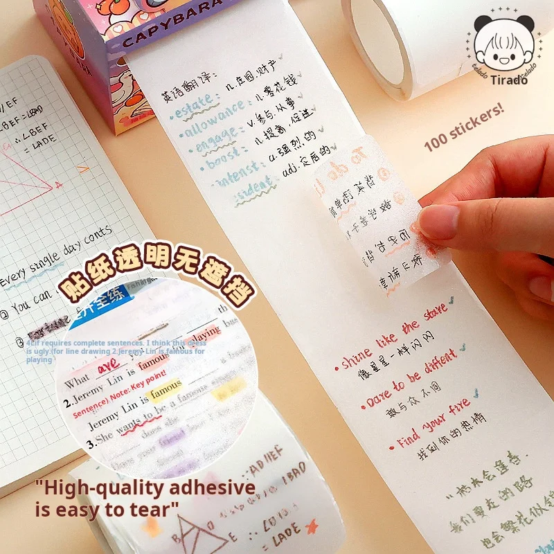 100sheets Capybara transparent Pull-Out Sticky Notes Kawaii Stationery Office Accessories Memo Pad Paper Aesthetic Stationery