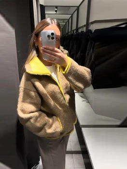 2026 Spring New Contrast Knitted Cardigan Jackets For Women Elegant Long Sleeve Pockets Zipper Sweater Street Lady Chic Outwear 5 2026 Spring New Contrast Knitted Cardigan Jackets For Women Elegant Long Sleeve Pockets Zipper Sweater Street Lady Chic Outwear 5