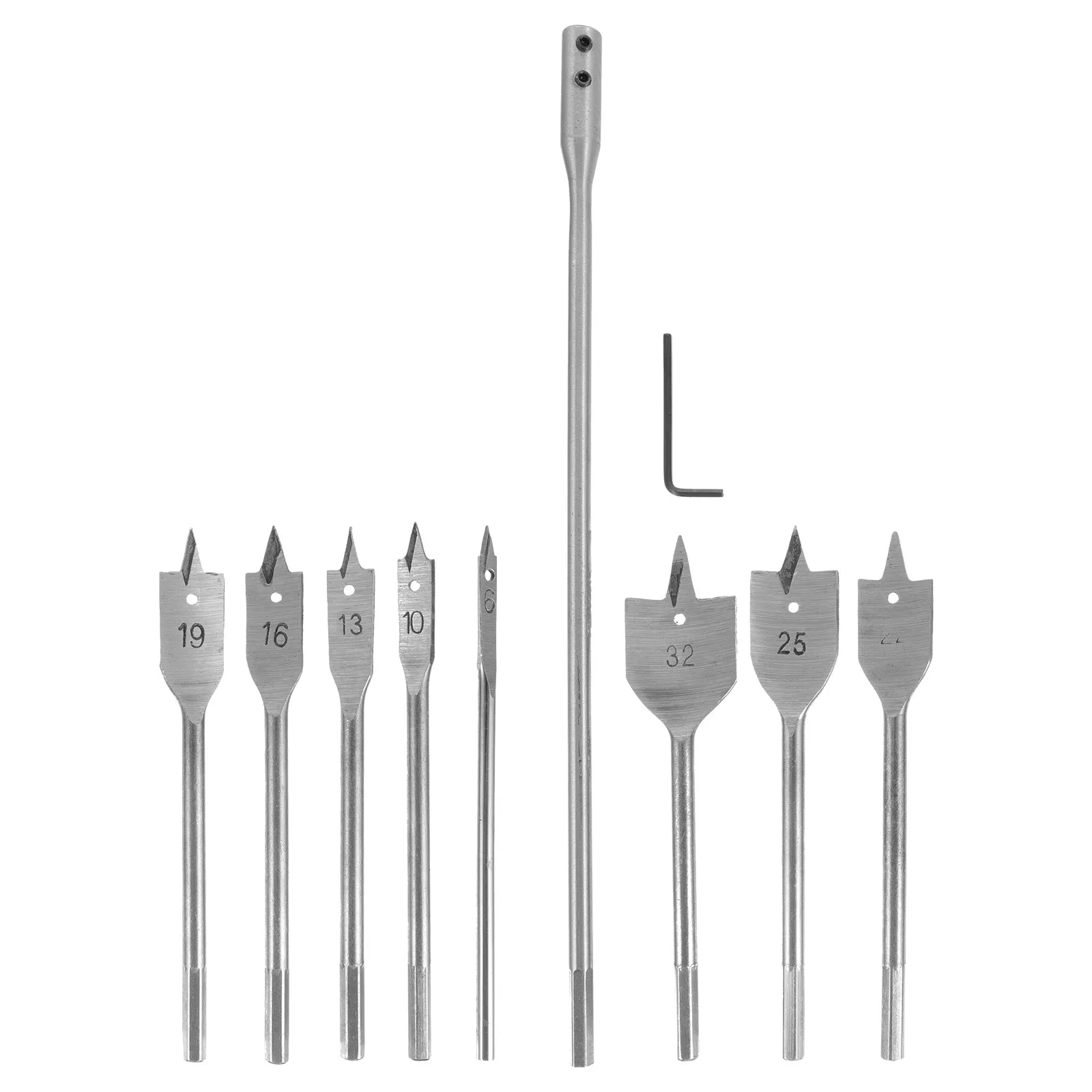 

10Pcs Woodworking Drill Bit Set Flat Boring 3 Blades Hole Opener for Wood Plastic Plywood Industrial Hinge Installation