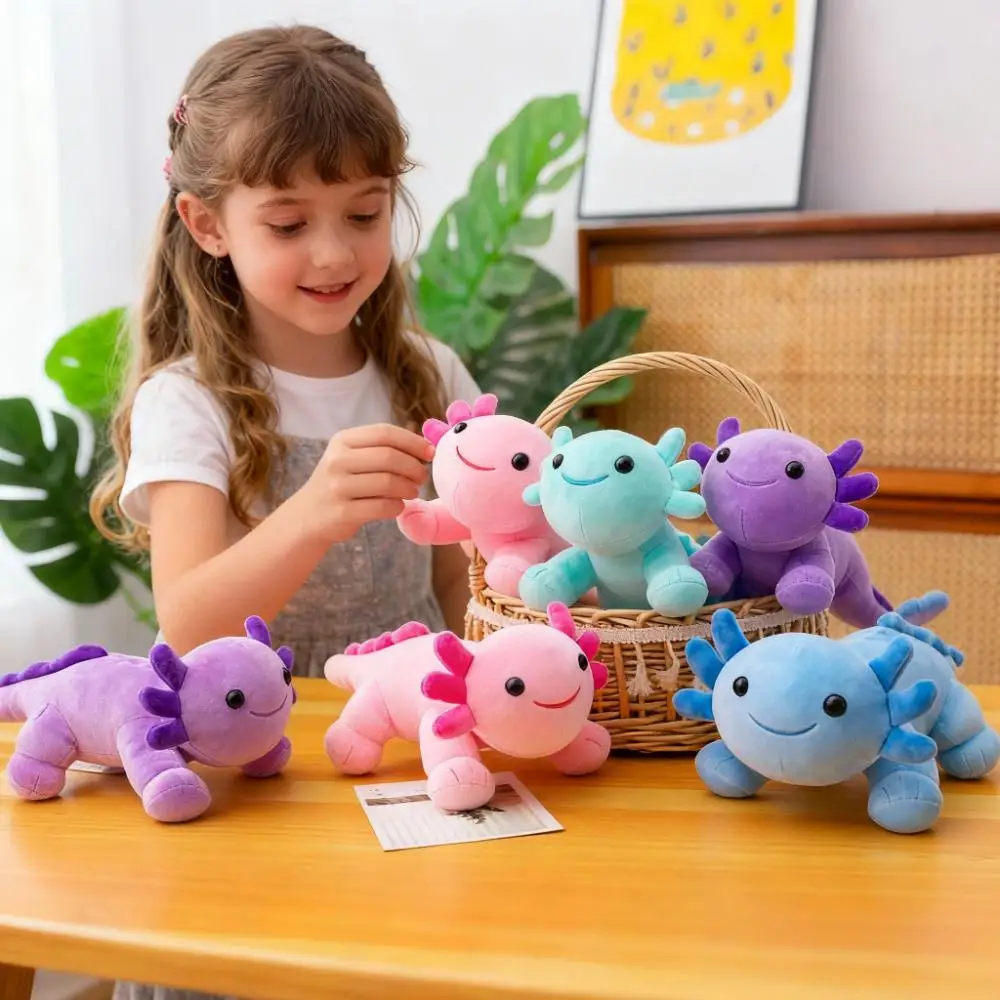 ตุ๊กตาอ็อกซ์โลตอลการ์ตูน ของเล่นตุ๊กตาผ้ากำมะหยี่ สีชมพู ฟ้า ม่วง เขียว ตุ๊กตาสัตว์นุ่มนิ่มน่ารัก ของสะสมสำหรับเด็กชาย เด็กหญิง เด็กๆ ของขวัญวันเกิด