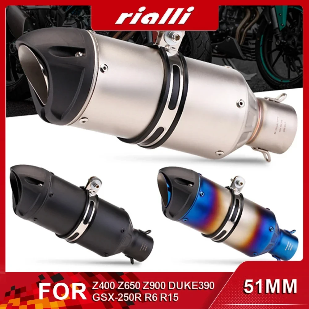 

51mm Universal Motorcycle Exhaust Pipe Modified Muffler Silencer With DB Killer For Z400 Z650 Z900 DUKE390 GSX-250R R6 R15