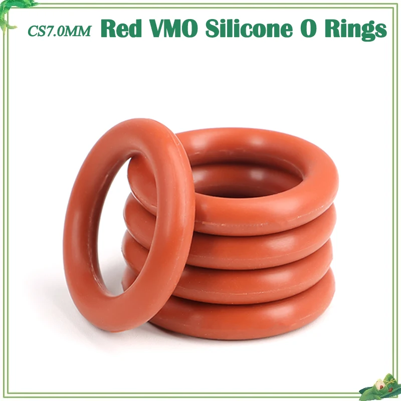

CS 7.0mm OD 100 ~ 184mm 5Pcs Red Silicone VMQ O Ring Gasket Food Grade Waterproof Washer Rubber Insulate Round O Shape Seal