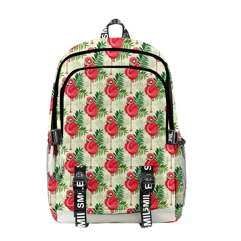 Hip Hop klassische jugendliche Schultasche Unisex Flamingo Reisetaschen 3D-Druck Oxford wasserdichte Notebook Multifunktionsrucksäcke