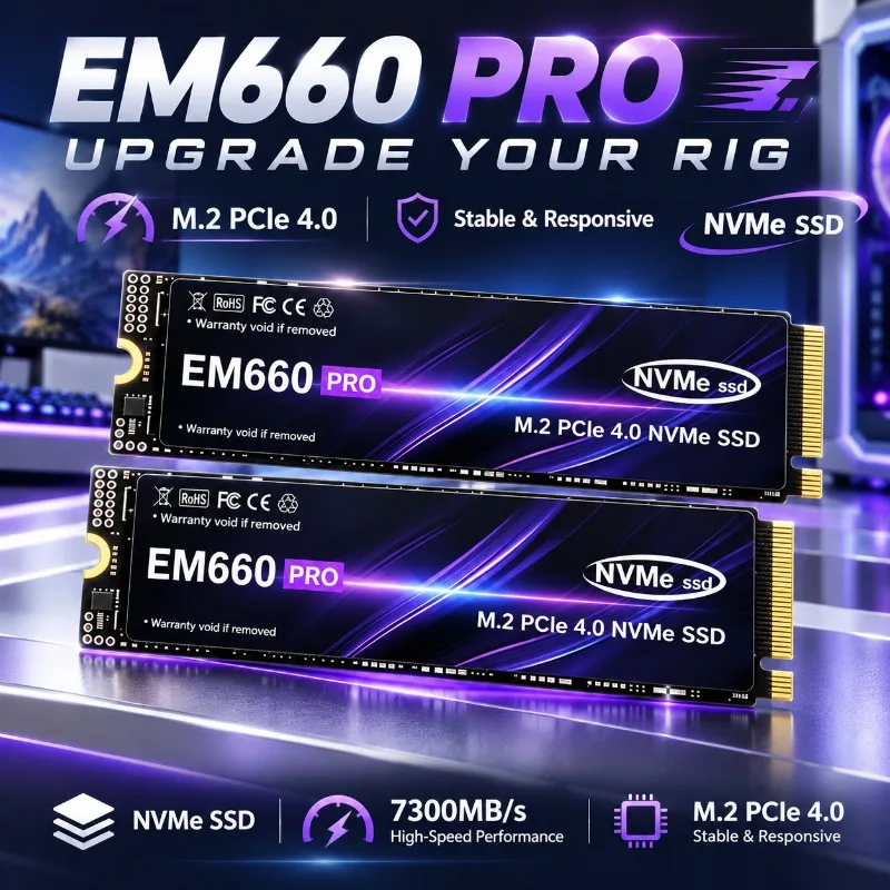 EM660 Pro M.2 SSD Hard Disk 500GB 1TB 2TB 4TB, Fast 7300MB/s NVMe M2 PCIe 4.0 Internal Solid State Drive For Laptop Desktop PC