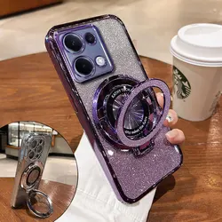 POCOM6pro 4G Case With Ring Magnetic Bracket,Luxury Glitter Cover For Xiaomi poco M6 X5 Pro X6pro Case Luxury with Holder M6pro