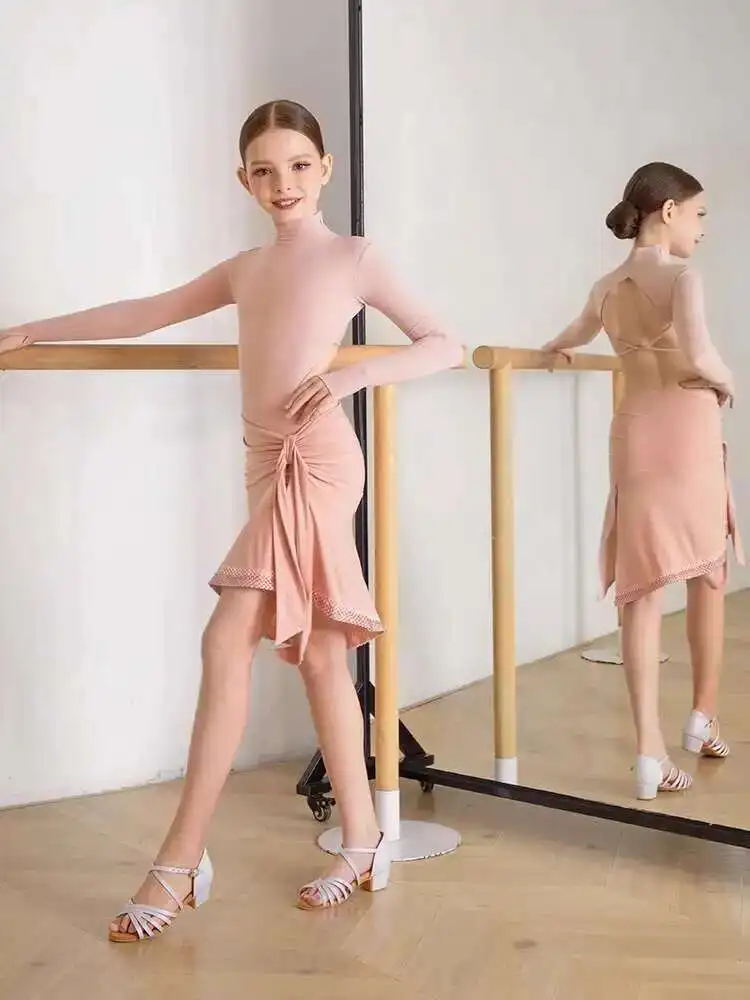 

Small ZYM[Corner]Half Skirt Split Latin Dance Practice Outfit For Girls, Fishtail Style With Bottom Pants 24091