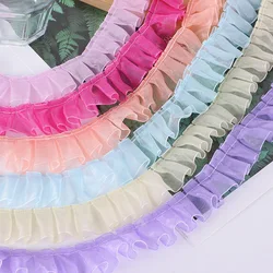 Color Transparent Glass Yarn Pleated Ruffle Lace DIY Children's Toy Pet Clothes Fluffy Cake Skirt Lolita Dress Sewing Materials