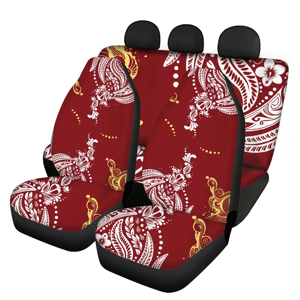 INSTANTARTS Luxury Brand Polynesian Plumeria Print Front and Back Car Seat Covers for Women Men Auto Washable Car Seat Protector