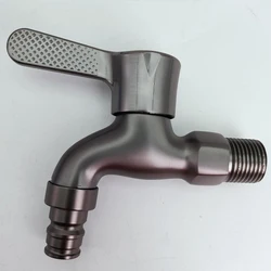 1 PC Grey 304 stainless steel grey single cooling faucet, outdoor garden faucet