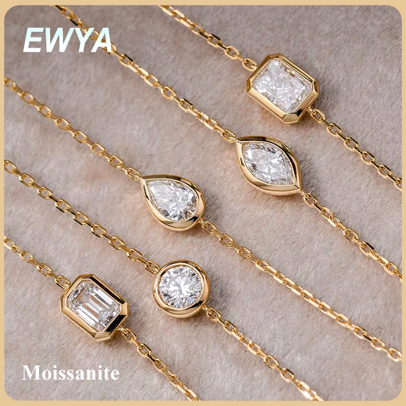 

EWYA 1/2CT комплект ободок груша овальной огранки муассанит браслет-пасьянс женский S925 серебряный изысканный бриллиант свадебная цепочка на запястье подарок