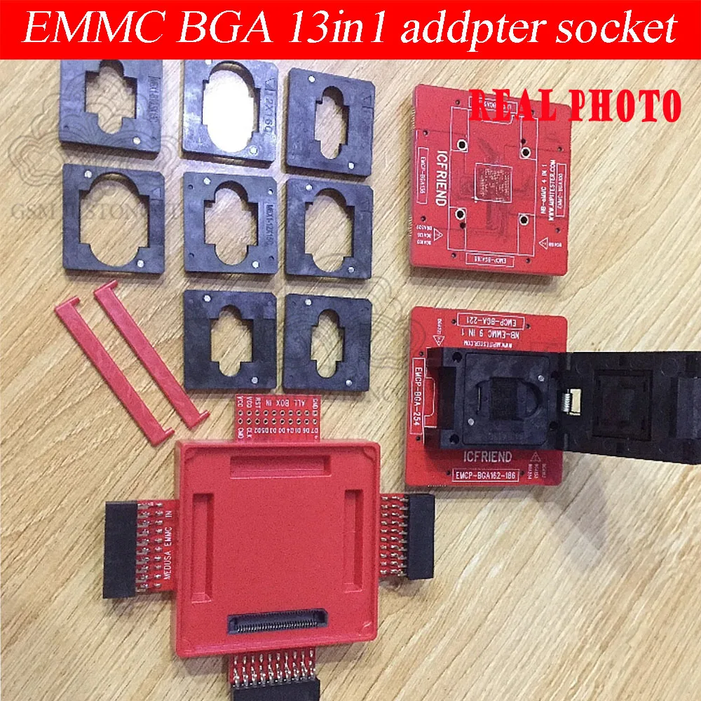New ICFRIEND EMMC BGA 13 in1 Addpter Socket Support EMMc BGA100/136/153/162/168/221/254/529 For EASY JTAG Plus UFI