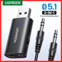 UGREEN-transmisor y receptor Bluetooth 5,1 para coche, adaptador inalámbrico 2 en 1, Aux, altavoz estéreo, Conector de 3,5mm