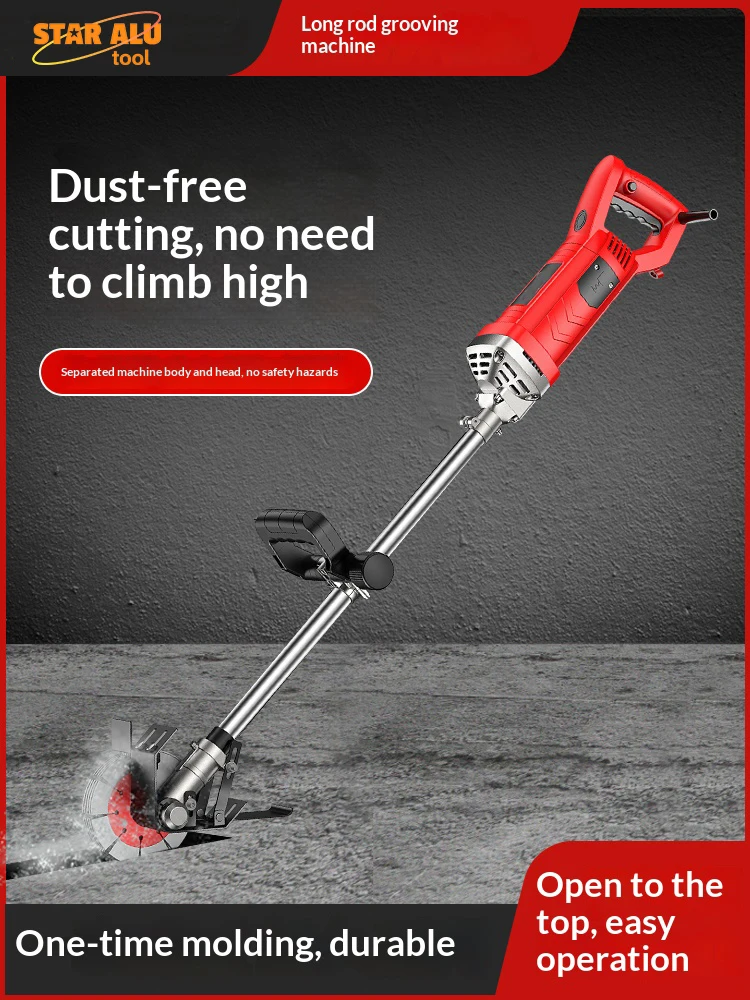 Professional Wall Chaser Machine 133mm Concrete Grooving Machine Long Handle Wall Slotting Machine Dust-free Cutting Power Tools