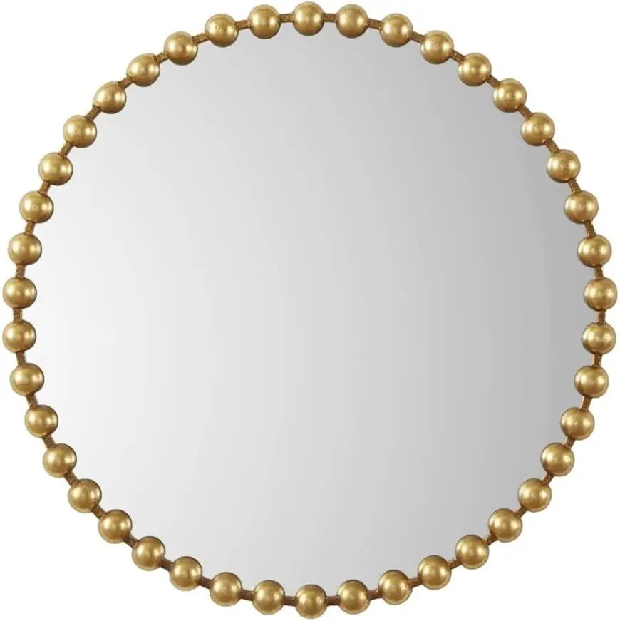 MADISON PARK SIGNATURE Wall Décor Marlowe Metal Spherical Frame Round Mirror for Living Room - Home Accent, Ready to Han