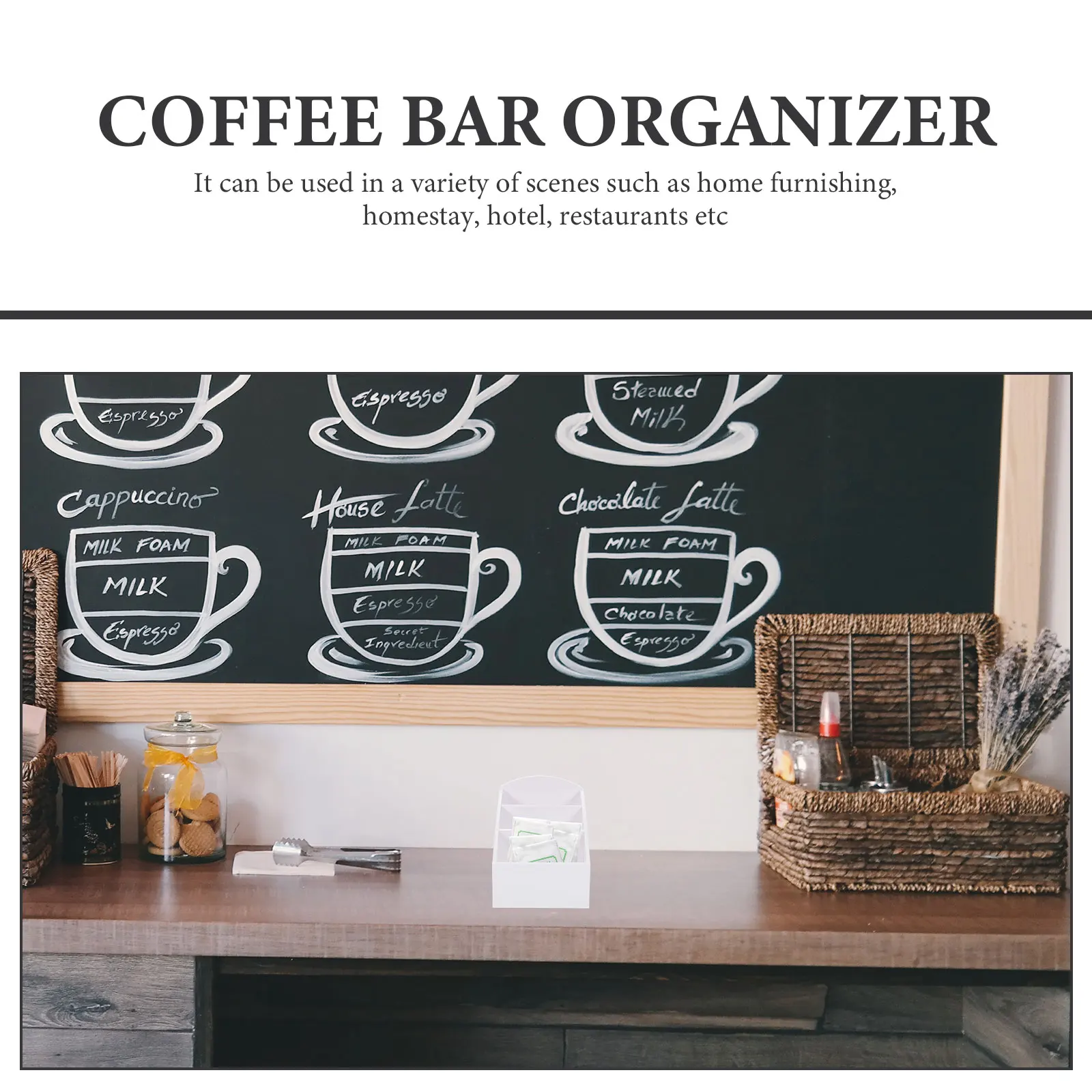 

Acrylic Condiment Storage Box Coffee Station Organizer for Sugar Tea Bags Hotel Supplies Travel Small Holder Coffee Bar