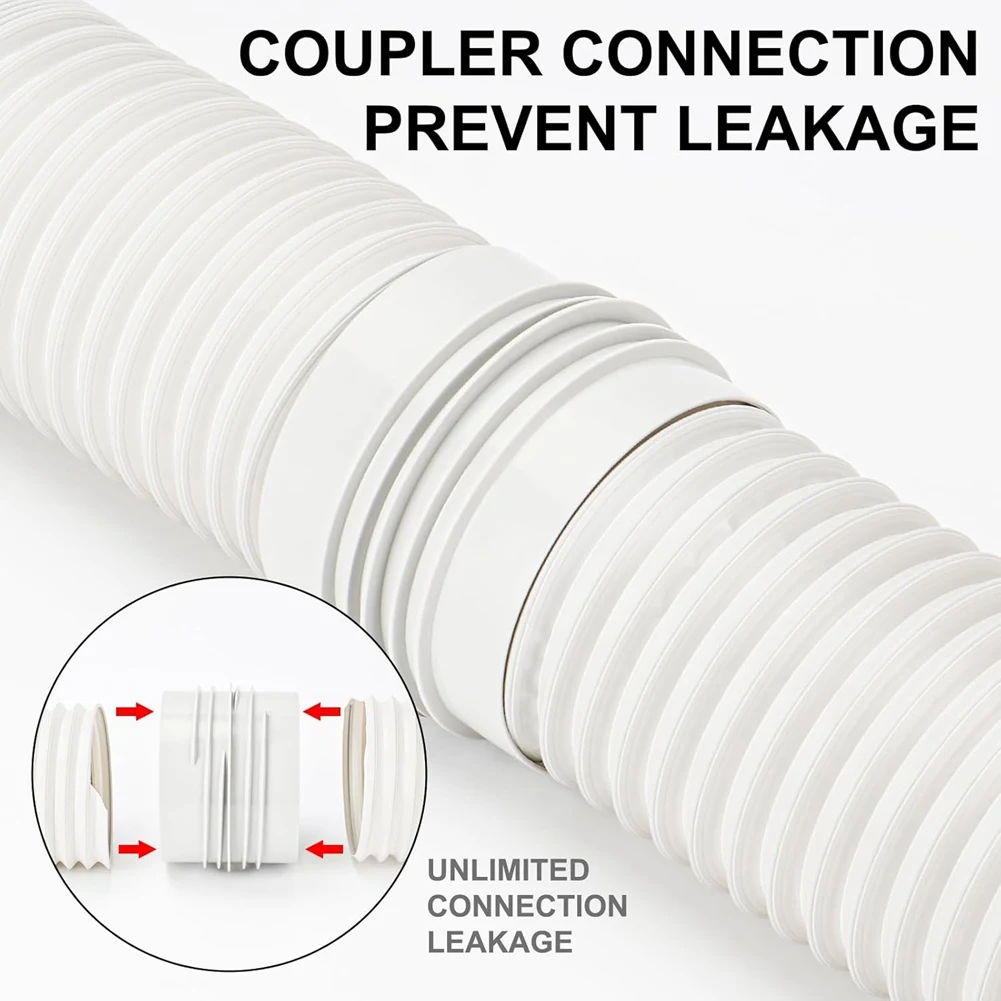 A32I Portable AC Hose Coupler with 5.1inch/5.9inch Diameter Exhaust Vent Connector for Clockwise Counter Clockwise Threads