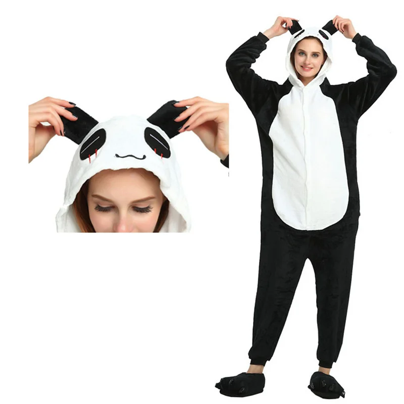 

Adult Men and Women Soft Flannel Kigurumi Cartoon Onesie Cosplay Animal Panda One-piece Pajamas Party Costume Hooded Loungewear