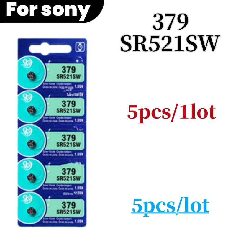 5pcs For Sony 337 SR416SW 364 SR621SW 371 SR920SW 377 SR626SW 379 SR521SW 395 399 SR927SW Coin Cell Silver Watch Battery